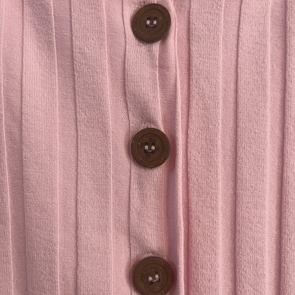 NWOT. Free People Pink Ribbed Button-Front Top - Picture 3 of 5